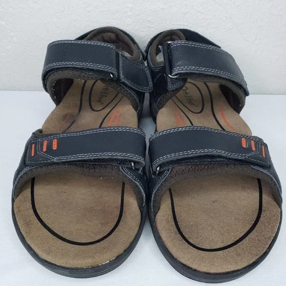 Orthofeet Black Cambria Diabetic Sandals Mens Comfort Shoes Walking - Picture 2 of 13